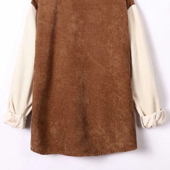 Casual Color Block Men's Corduroy Shirt - Picture 4 of 7